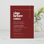 Einfache elegante und schicke Vino Before Vows Einladung (Stehend Vorderseite)