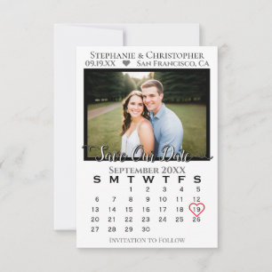 Einfache elegante und stilvolle Kalender- und Foto Save The Date