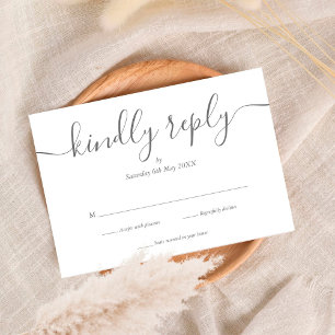 Einfache elegante Unterschrift Script Hochzeit RSVP Karte