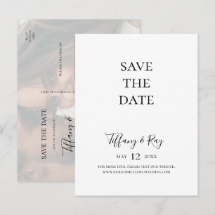 Einfache elegante verblasste Foto-Save-the-Date-Po Einladungspostkarte