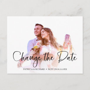 Einfache elegante Verschiebung der Hochzeit Postkarte