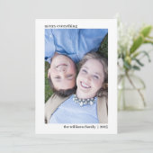 Einfache elegante vertikale Weihnachtsfotokarte Feiertagskarte (Stehend Vorderseite)