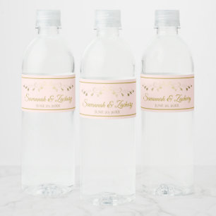 Einfache Elegante Verzierung Rosa und Gold Hochzei Wasserflaschenetikett