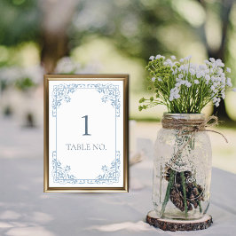 Einfache, elegante, Vintage Grenze von Blau und We Tischnummer