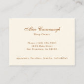 Einfache Elegante Vintage Kupfer Elfenbein Visitenkarte (Rückseite)