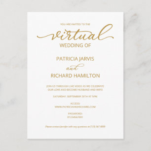 Einfache elegante virtuelle Hochzeitseinladung Postkarte