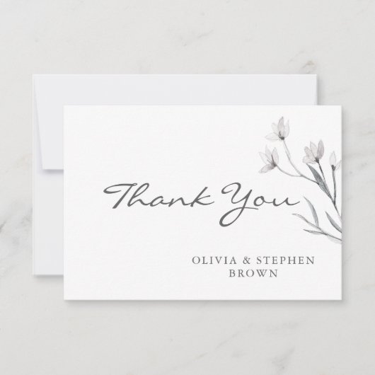 Einfache, elegante, von der Hand gezeichnet Blume. Dankeskarte (Vorderseite)