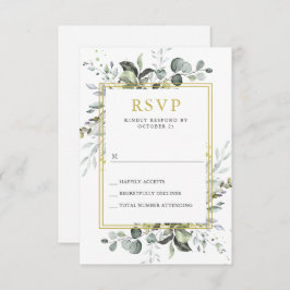 Einfache Elegante Wasserfarbe Eukalyptus Hochzeit RSVP Karte
