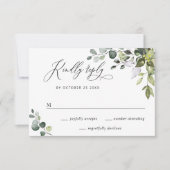 Einfache Elegante Wasserfarbe Eukalyptus Hochzeit RSVP Karte (Vorderseite)