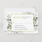 Einfache Elegante Wasserfarbe Eukalyptus Hochzeit RSVP Karte (Vorderseite)