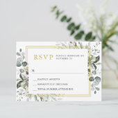 Einfache Elegante Wasserfarbe Eukalyptus Hochzeit RSVP Karte (Stehend Vorderseite)