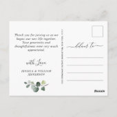 Einfache Elegante Wasserfarbe Eukalyptus Vielen Da Postkarte (Rückseite)