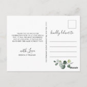 Einfache Elegante Wasserfarbe Eukalyptus Vielen Da Postkarte (Rückseite)