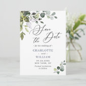 Einfache Elegante Wasserfarbe Eukalyptus Wedding R Save The Date (Stehend Vorderseite)