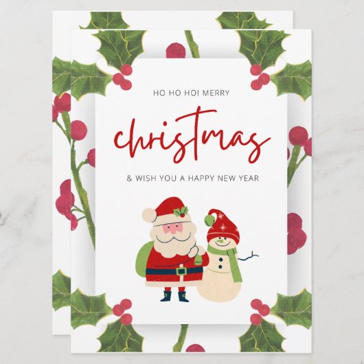 Einfache Elegante Wasserfarbe Frohe Weihnachten (Vorne/Hinten)