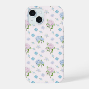 Einfache elegante Wasserfarbe-Hortensienblumen iPhone 15 Hülle