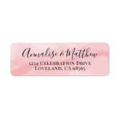 Einfache Elegante Wasserfarbe Rosa Rücksendeadress (Vorne)