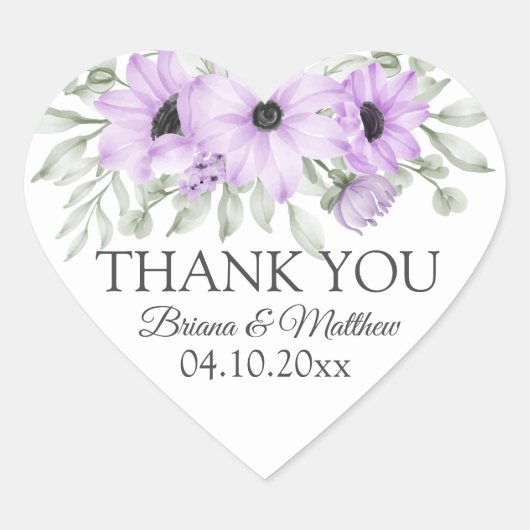 Einfache Elegante Wasserfarben Lila Herz-Aufkleber (Vorderseite)