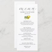 Einfache Elegante Wasserfarben Zitronenfrüchte Hoc Menükarte (Vorne/Hinten)