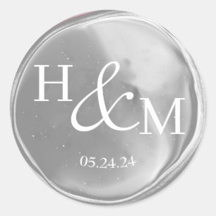 Einfache Elegante Wax Siegel Mit Monogramm Hochzei Runder Aufkleber