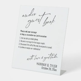 Einfache Elegante Wedding Empfang Audio Gästebuch Sockelschild