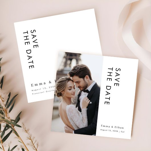 Einfache Elegante Wedding Foto Square Save The Date