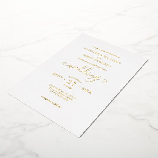Einfache Elegante Wedding Gold Folieneinladung (Gedreht)