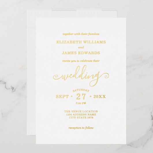 Einfache Elegante Wedding Gold Folieneinladung (Briefumschlag)