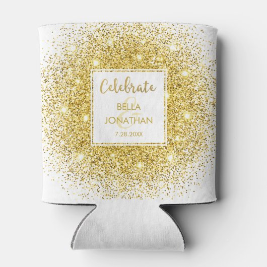 Einfache Elegante Wedding Gold Glam Glitzer Custom Dosenkühler (Rückseite)