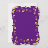 Einfache Elegante Wedding Gold Lila Confetti Einladung (Rückseite)