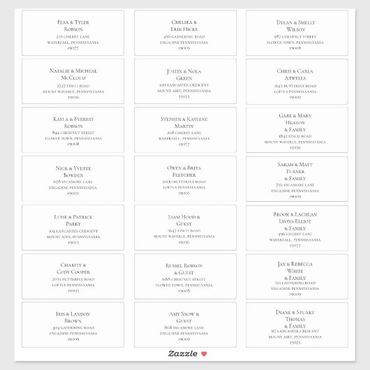 Einfache Elegante Wedding Guest Address Labels