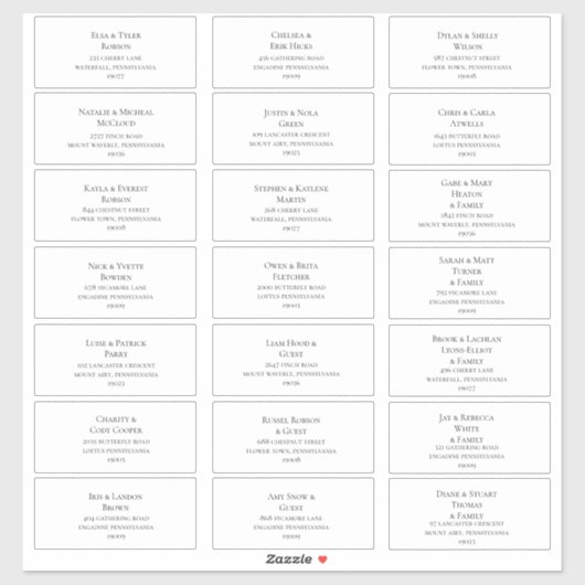 Einfache Elegante Wedding Guest Address Labels (Blatt)