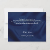 Einfache Elegante Wedding Navy Blue und Gold Scrip Dankeskarte (Rückseite)