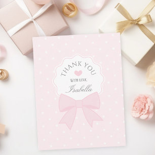 Einfache elegante weiche Pastell-Rosa-Schleife Mäd Dankeskarte