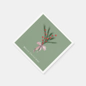 Einfache Elegante Weihnachten Botanische Grüne Serviette (Ecke)