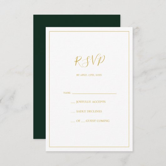Einfache Elegante Weihnachten | Green RSVP Card (Vorne/Hinten)