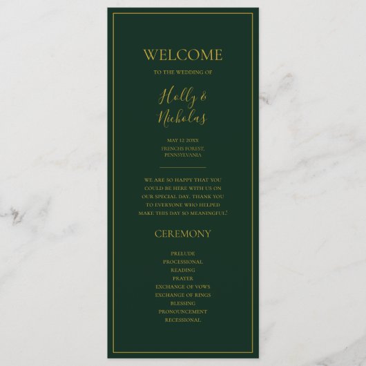 Einfache Elegante Weihnachten | Grüne Hochzeiten Programm (Vorderseite)