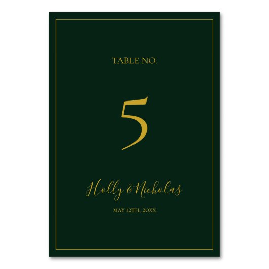 Einfache Elegante Weihnachten | Grüne Tischnummer (Rückseite)