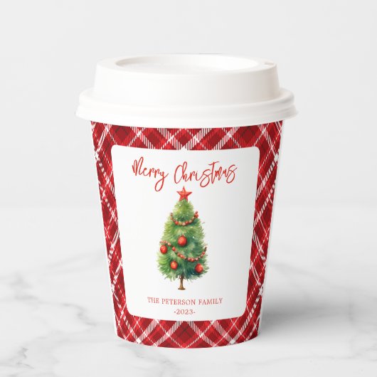 Einfache Elegante Weihnachten Pine Tree Pappbecher (Vorderseite)