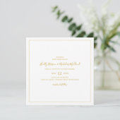 Einfache Elegante Weihnachten | White Square Weddi Einladung (Stehend Vorderseite)
