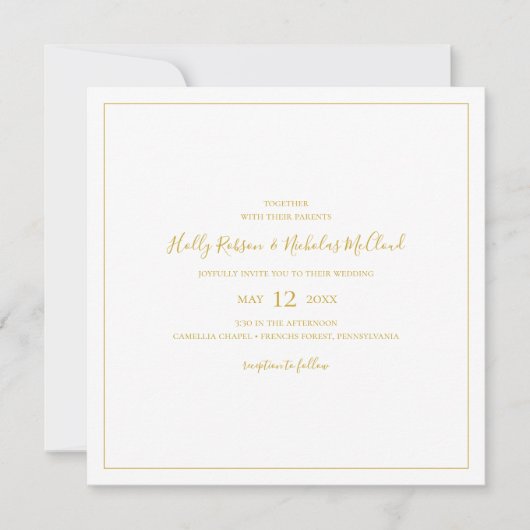 Einfache Elegante Weihnachten | White Square Weddi Einladung (Vorderseite)