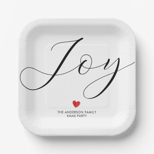 Einfache elegante Weihnachts-Joy-Feier Pappteller (Vorderseite)