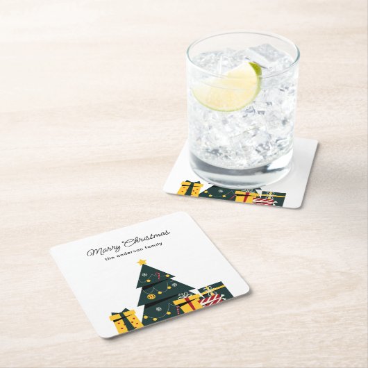 Einfache Elegante Weihnachtsbaum-Geschenkboxen Rechteckiger Pappuntersetzer (Vor Ort)