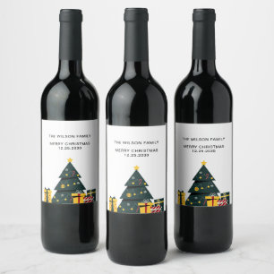 Einfache Elegante Weihnachtsbaum-Geschenkboxen Weinetikett