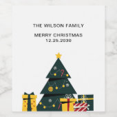 Einfache Elegante Weihnachtsbaum-Geschenkboxen Weinetikett (Einzelnes Label)