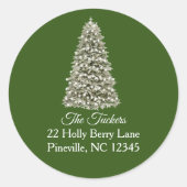 Einfache Elegante Weihnachtsbaum Grüne Rücksendead Runder Aufkleber (Vorderseite)