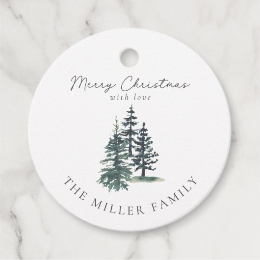 Einfache Elegante Weihnachtsbaum | Kiefernbaum Geschenkanhänger (Vorderseite)