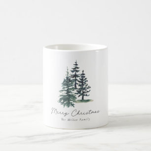 Einfache Elegante Weihnachtsbaum Kiefernbaum Kaffeetasse