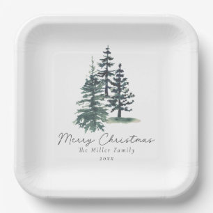 Einfache Elegante Weihnachtsbaum Kiefernbaum Pappteller