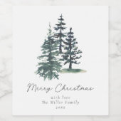 Einfache Elegante Weihnachtsbaum | Kiefernbaum Weinetikett (Einzelnes Label)